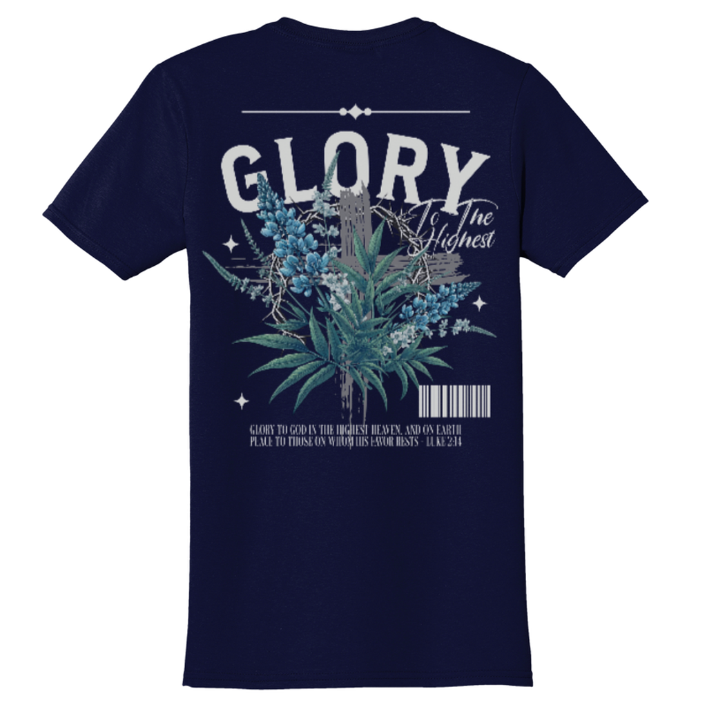 "Glory To The Highest" Navy Adonai T-Shirt, Back Print