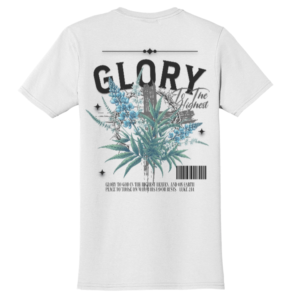 "Glory To The Highest" White Adonai T-Shirt, Back Print