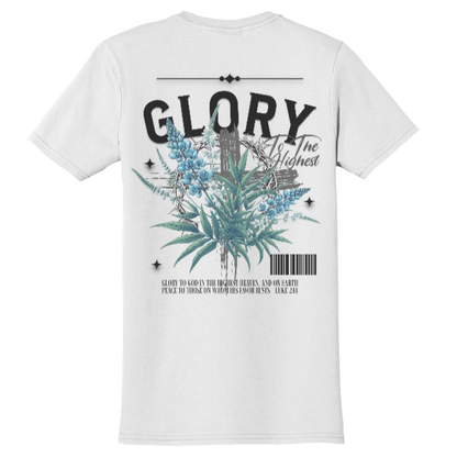 "Glory To The Highest" White Adonai T-Shirt, Back Print