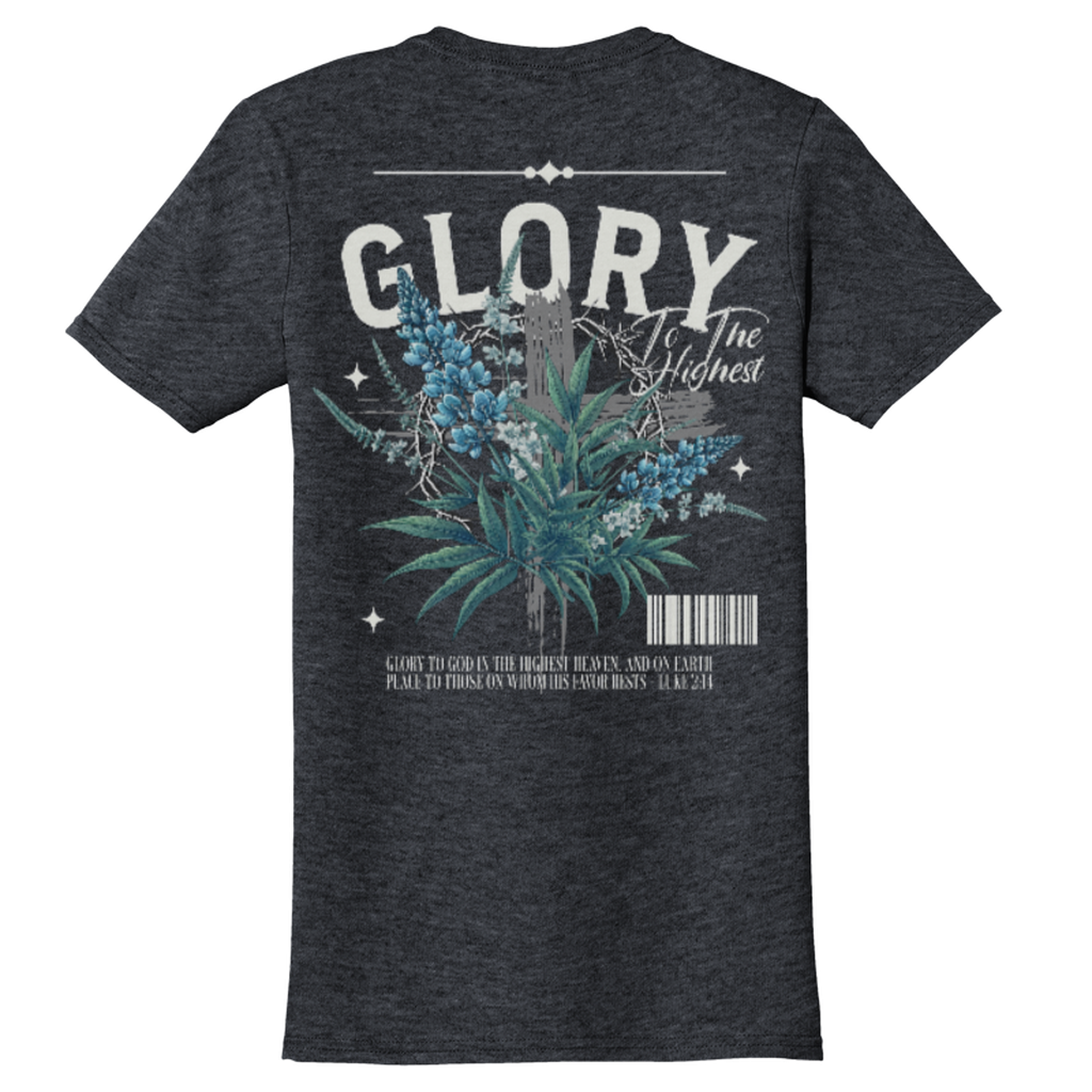 "Glory To The Highest" Heather Grey Adonai T-Shirt, Back Print