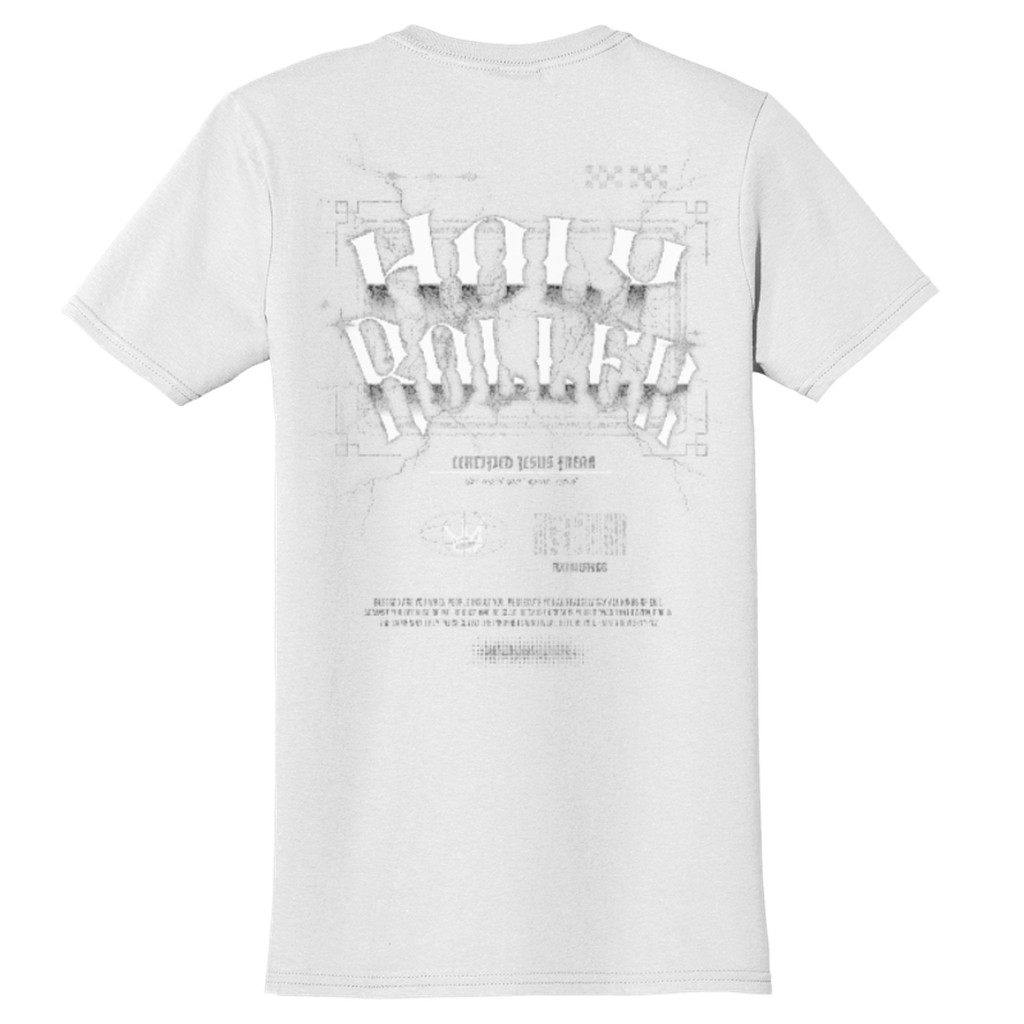 "Holy Roller/CJF" White Adonai T-Shirt, Back Print