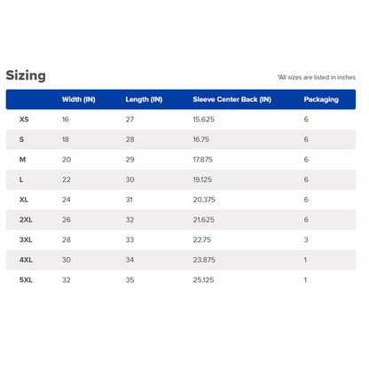 "Rooted In Love" Adonai T-Shirt, Size Chart