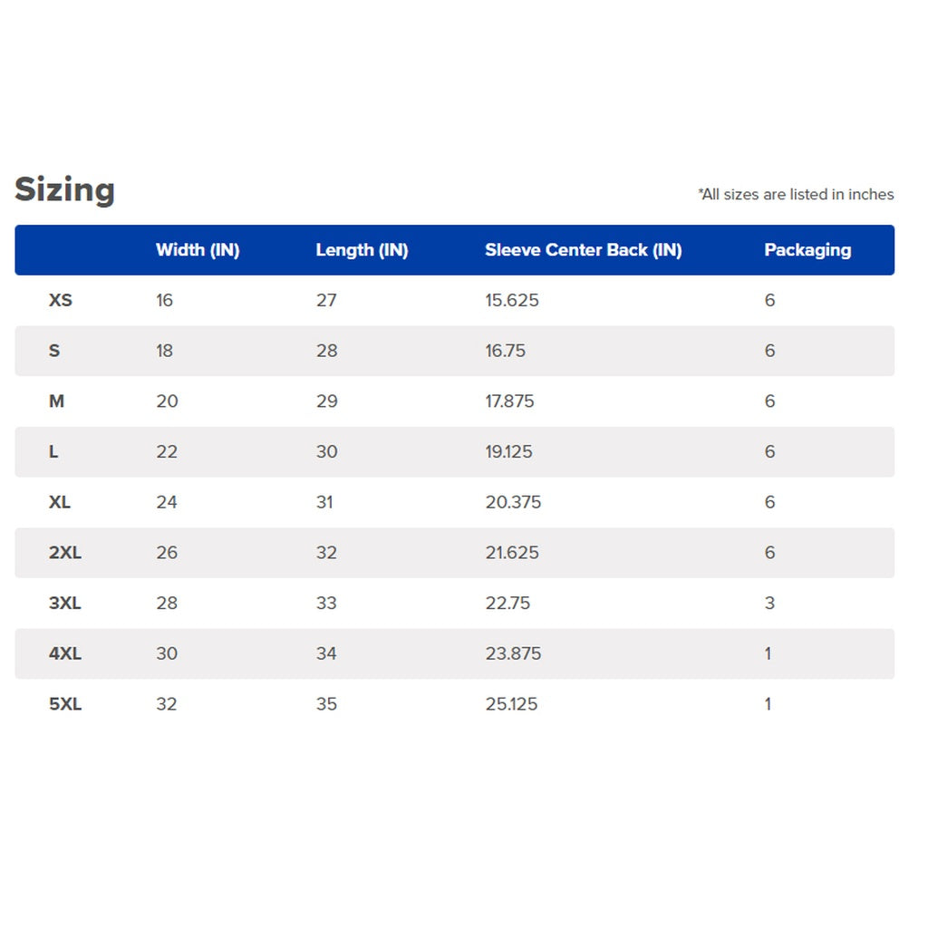 "Holy Roller/CJF" Adonai T-Shirt, Size Chart