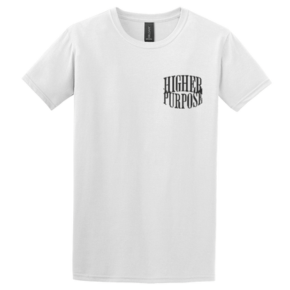 "HIGHER PURPOSE" White Adonai T-Shirt, Front Print