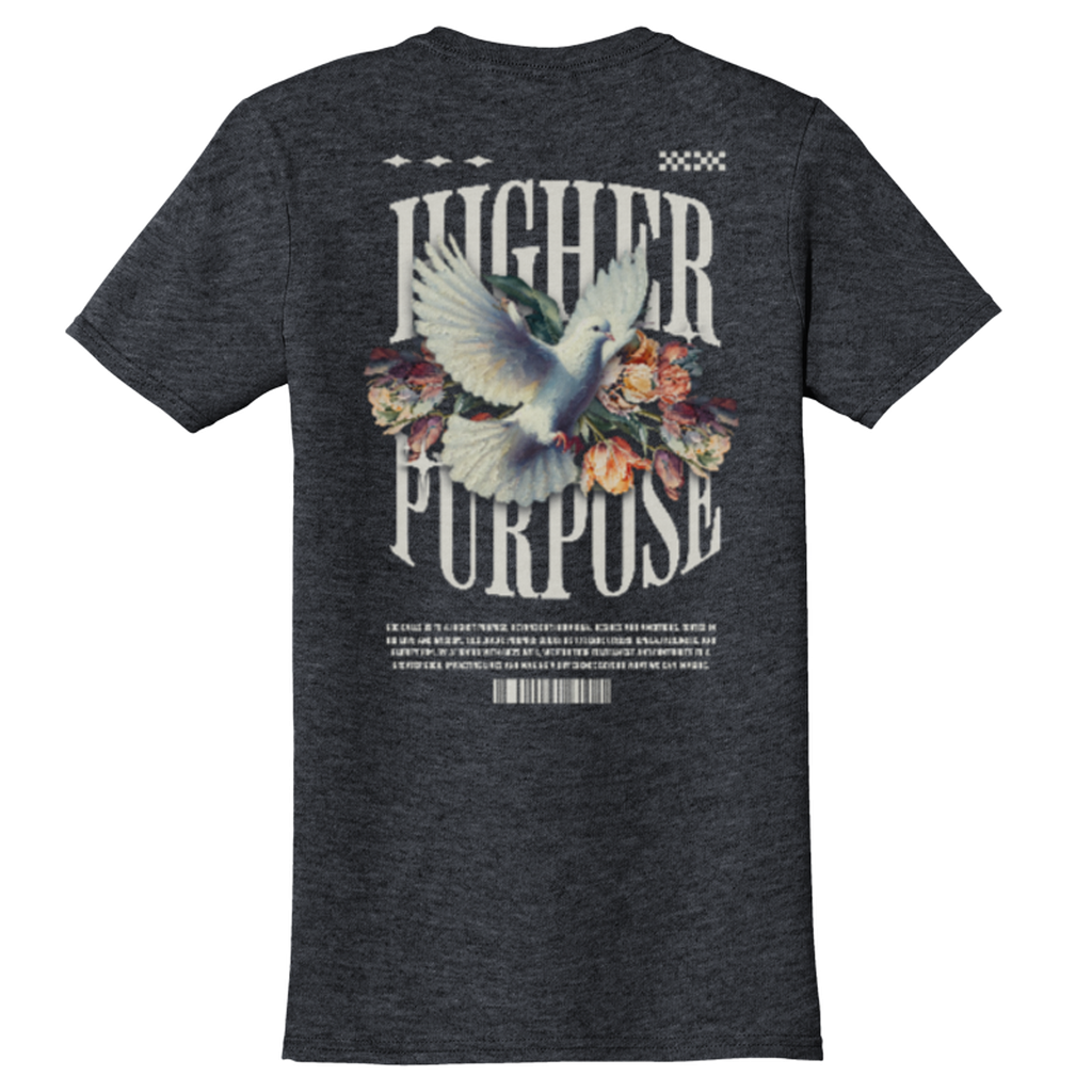 "HIGHER PURPOSE" Heather Grey Adonai T-Shirt, Back Print