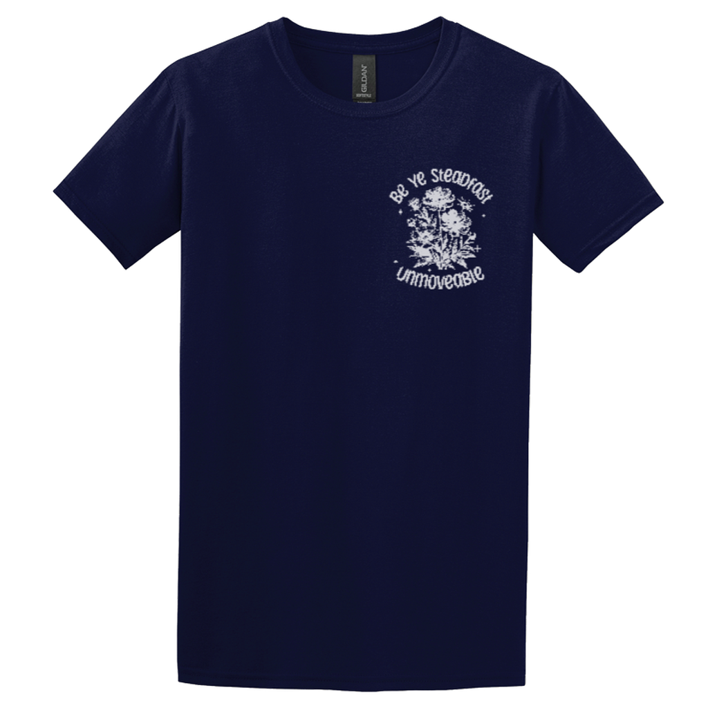 Adonai "Be Ye Steadfast" Navy T-shirt, Front Print