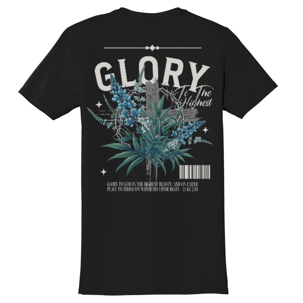 "Glory To The Highest" Black Adonai T-Shirt, Back Print