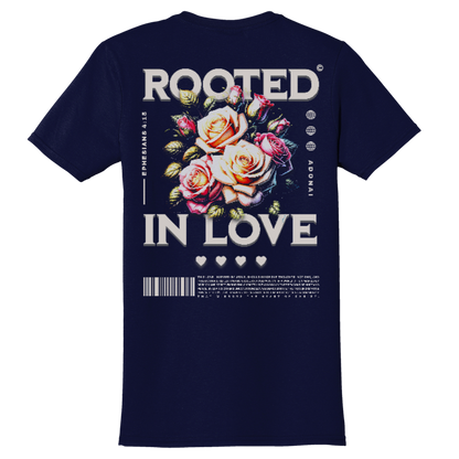 "Rooted In Love" Navy Adonai T-Shirt, Back Print