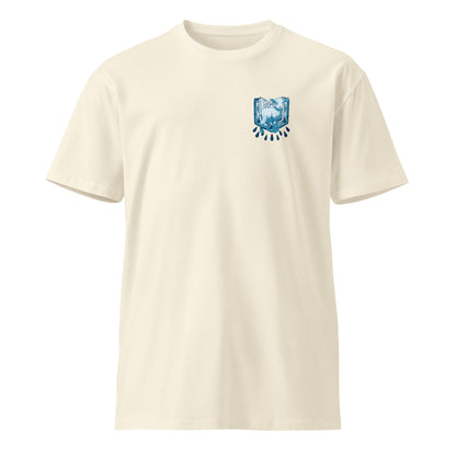 "MTWRSHP" Natural/Baby Blue Adonai Tee, Front Print