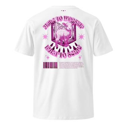 "MTWRSHP" White/Rosado Adonai Tee, Back Print